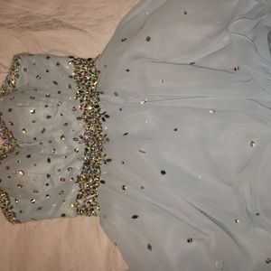 Custom blue dress with beads